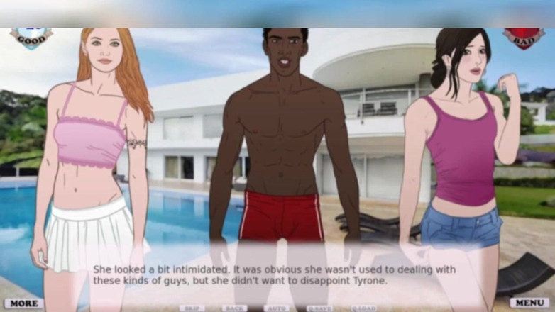 3DXXXTEEN2 Cartoon: Tyrone's BBC pool party. 3D porn cartoon sex