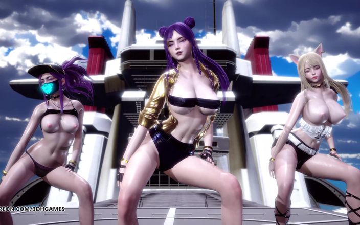 3D-Hentai Games: Striptease sexy în elicopter - Ahri Akali Kaisa Seraphine League of Legends...