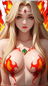 Lustrender：新加坡符文女神裸体青铜美女发光 - ai视频