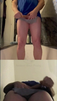 Amateur Guy Pissing in the Bathtub After Desperation, and Wetting His Undies