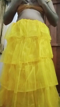 Indian Gay Crossdresser Bottom Pressing and Playing with Her Big Boobs in Yellow Gown Real Homemade Sex
