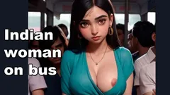 Mujer india en el autobús, chicas indias universitarias monta el autobús y es follada por un gangbang, semen en la cara y sari