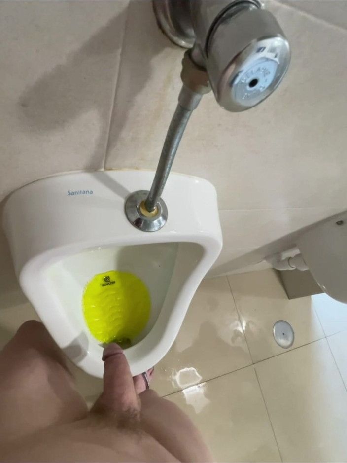 AmateurBoysPissing: Dared to Piss Fully Naked in Public Toilets Urinal