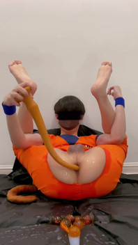 Dragon Ball Goku Laying Balls Asshole Squirting and Cum