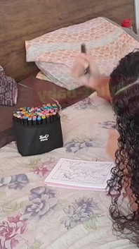 Young Girl Bored of Painting Decided to Send Cucumber in the Ass