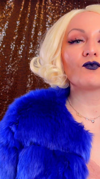 Medical nitrile white nurse gloves and fur with dark lipstick - Blonde ASMR