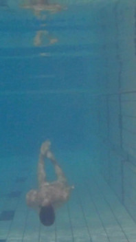 Indoor Public Pool Solo Uncut Nude Fit Man Swimming