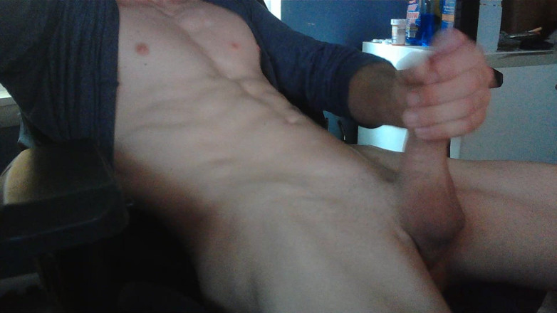 Philthyboner: Flaco macho masterbating solo afeitada polla tatuada se burlan de