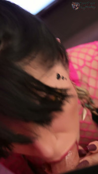 POV Blowjob in a Fishnet Dres with Eye Contact