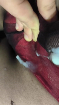 Juicy Cumshot Through Patterned Floral Pantyhose