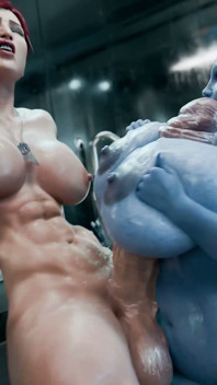 Nadržená Futa Liara šuká zrzku Femshep po sprše - 3 Výstřiky 3D