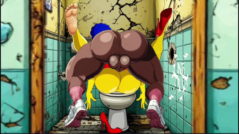 Octopussy Lovers Club: Verheiratete hausfrau wird in einer schmutzigen toilette gefickt. Cartoon-parodie