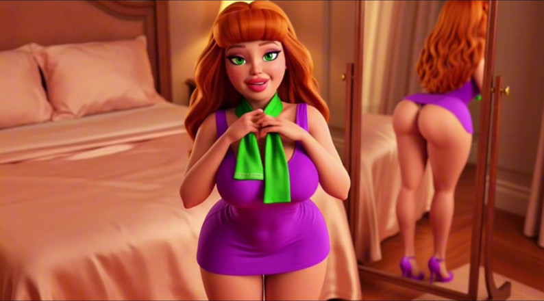 My night collection: Daphne Blake sensual provocando no quarto nu com movimentos provocativos...