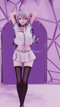 [mmd] 原神布洛妮娅phut Hon Jk制服黑丝抖奶