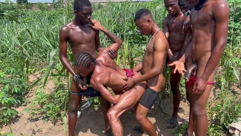 Baddestboyx: 5 Black Big Dick Boys on Outdoor Scene
