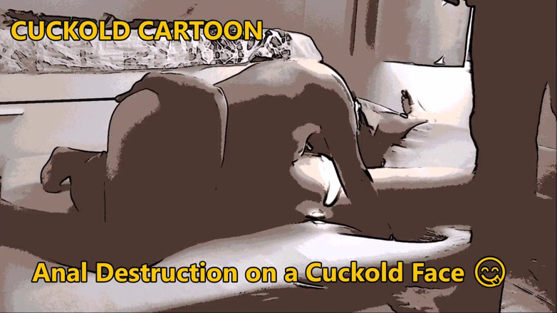 Cuckoby: Tecknad anal förstörelse i cuckolds ansikte