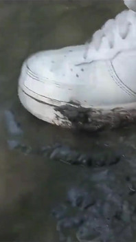 Jon Arteen Plays in the Mud with His New Sneakers Nike Air Force One Af1 Sockless. Boy Foot Fetish Gay Porn Video