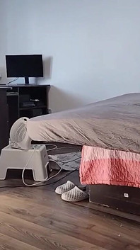 Sexy Latina Having Fun Trying on Clothes and Cutting Them.