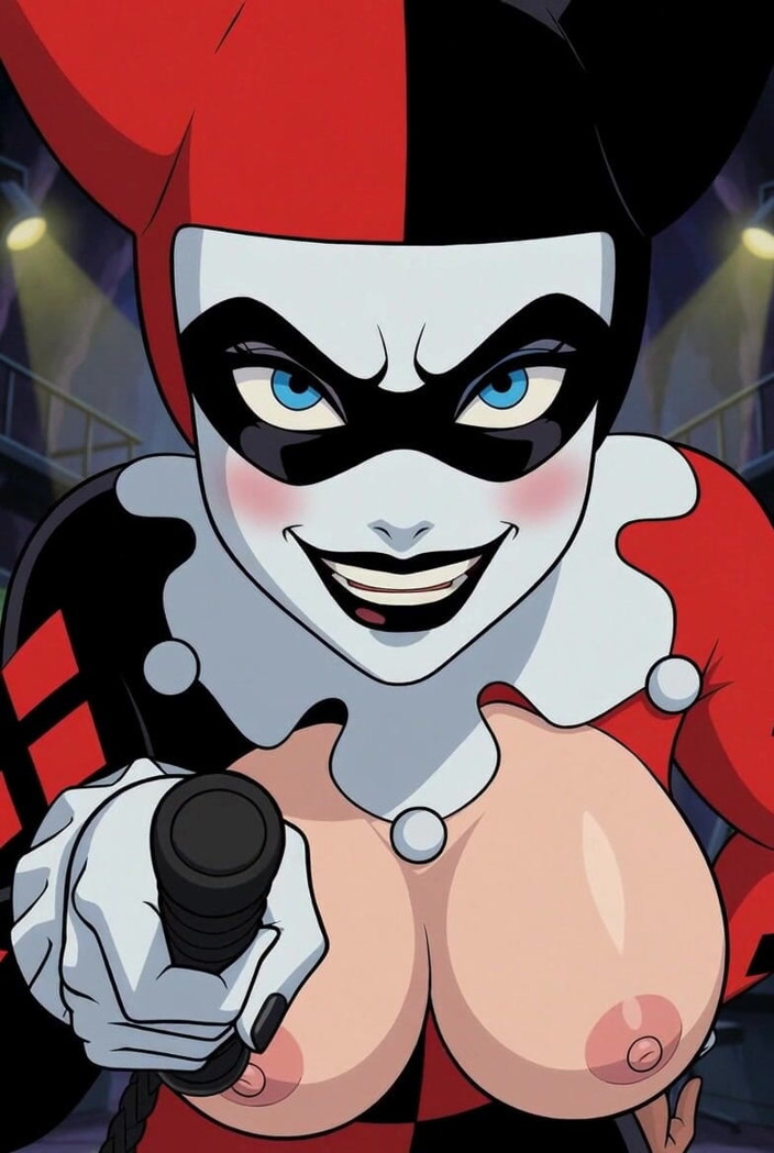L6RD7BLU3 AI: Ciasny łysy tyłek cipki Harley Quinn dokuczanie