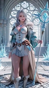 Regina ghiaccio dai capelli argentati! Inginocchiata nel Castello di Ghiaccio, la Sua fredda armatura nasconde così tanti segreti.