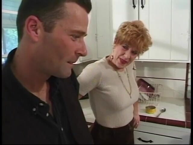 Meet my Pussy: Younger guy gets blown by 70 year old redhead in kitchen