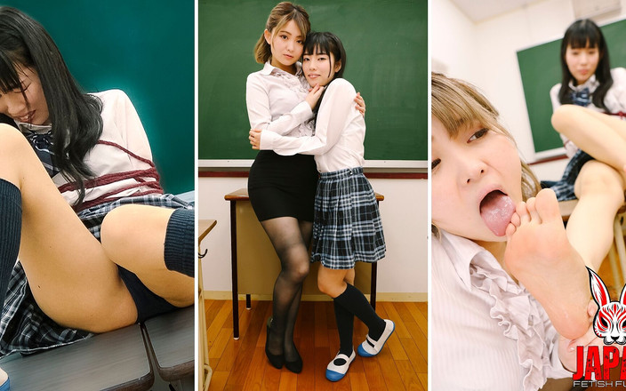 Japan Fetish Fusion: 绳子绑住的恋足课老师rui negoto嗅闻，舔和吮吸学生的汗脚