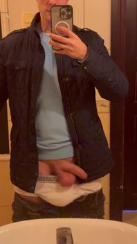 Swinging Big Dick in Bathroom
