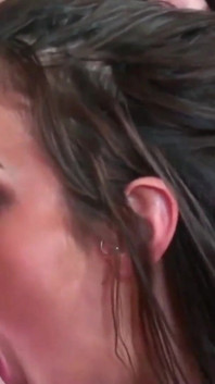 Busty brunette Angelina Valentine sucks and fucks cock for her creampie