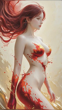 Fragmented in Crimson-gold Ribbons