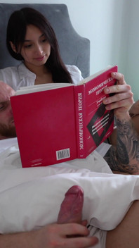 Hey, Stepbrother! Help Me Do My Schoolwork! Cute Teen Enjoys Putting Her Cunt Under Her Stepbrother's Huge Dick!