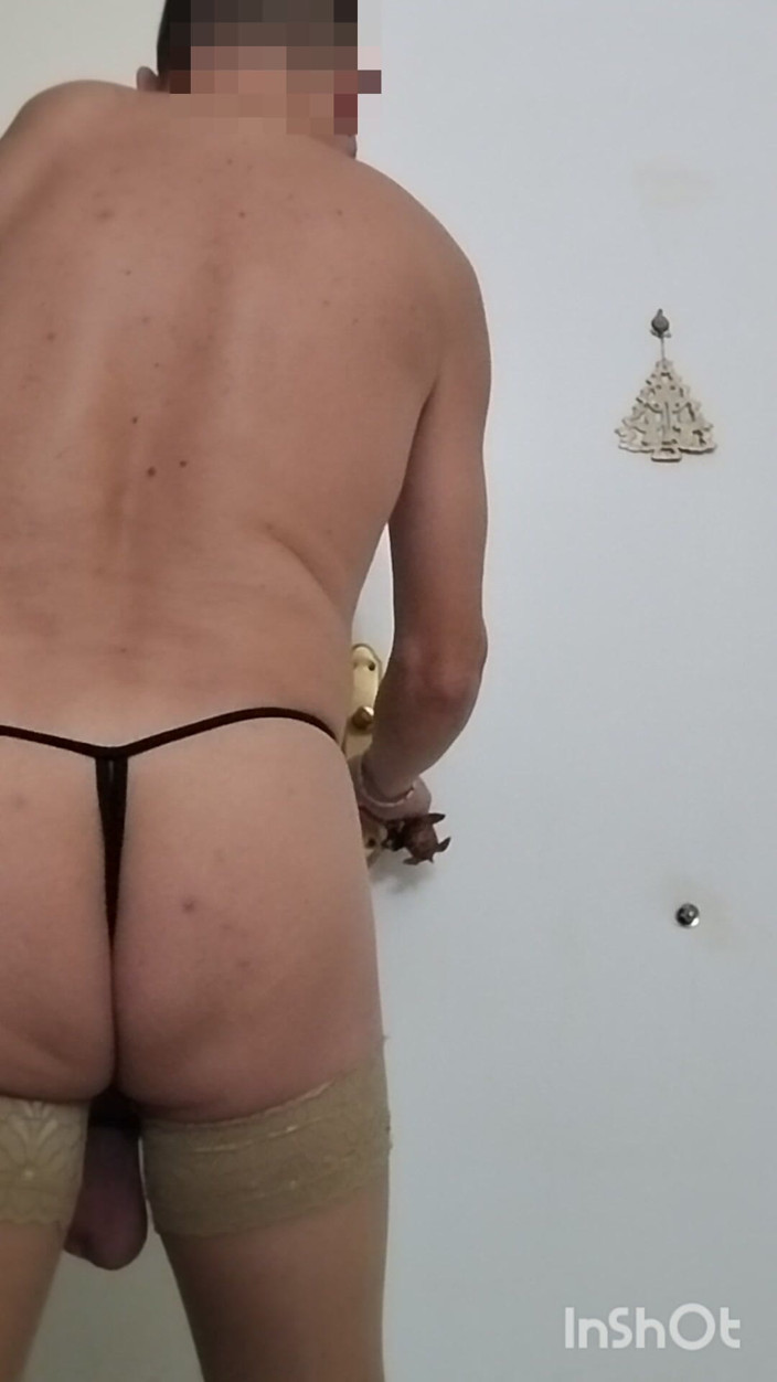 Morbosete000: Stepping Out the Street Door in a Thong and Stockings