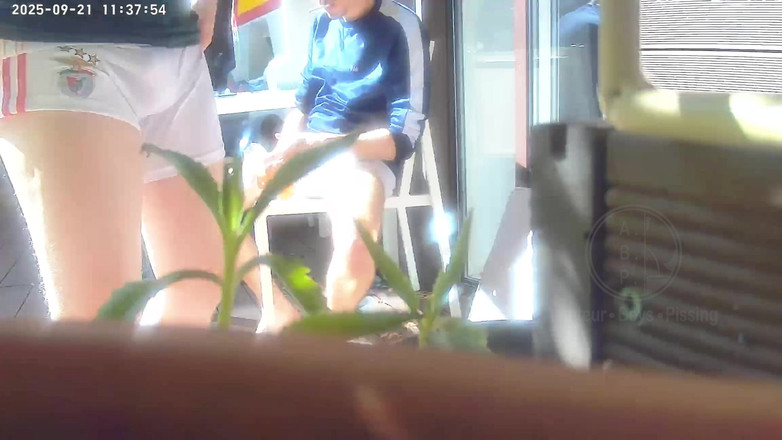 AmateurBoysPissing: Redhead Boy Tries to Pee in a Bottle Hiding From...