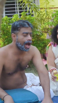 Desi Tharki Sasurji Gets Oil Massage From His Two Daughter in Law Outdoor and Fuck Them ( Hindi Audio )