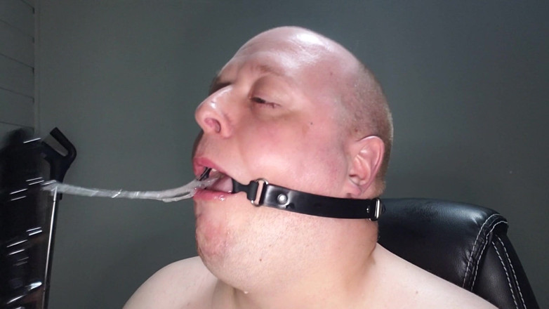 Charlieboy69: Deepthroating an 18 Inch Dildo with Mouth Gag Ring