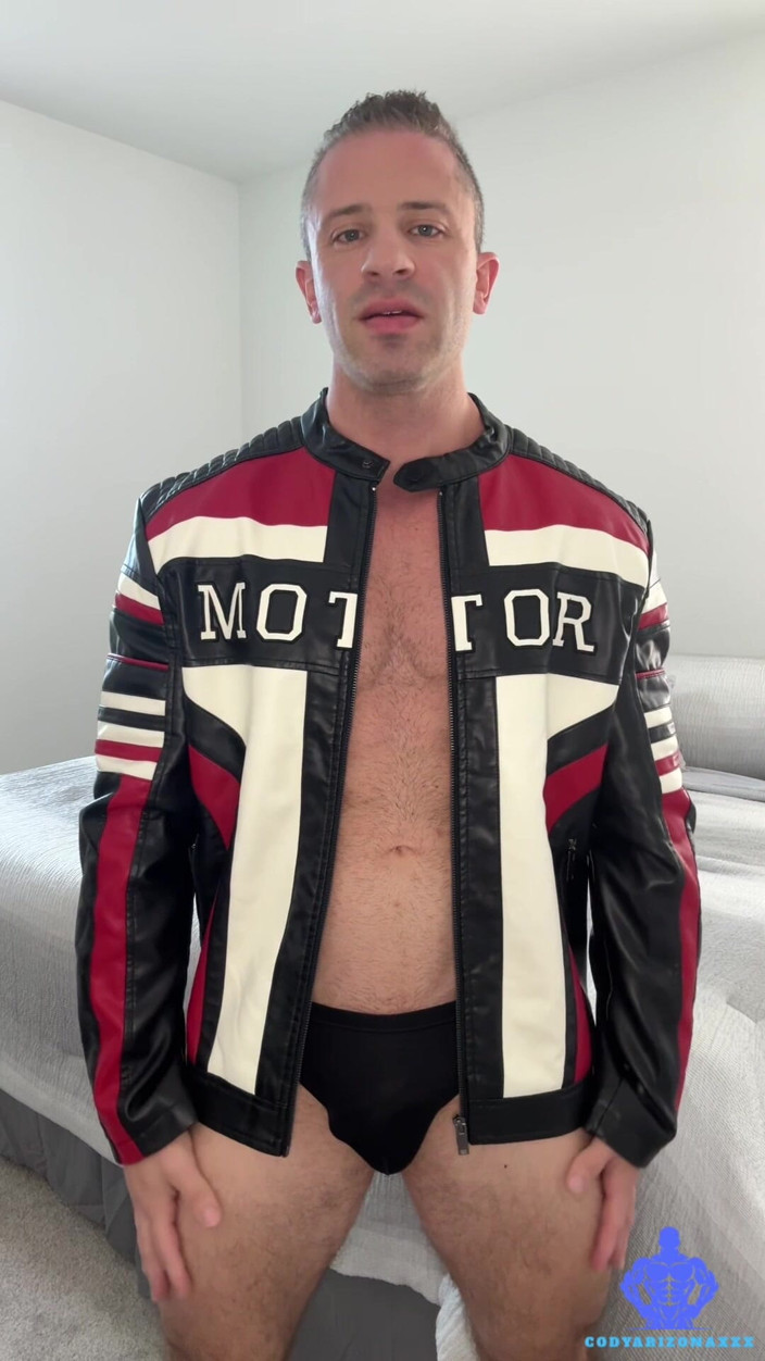 Cody Arizona - Gay: Leather Jacket Stepdaddy Stroke and CEI Solo
