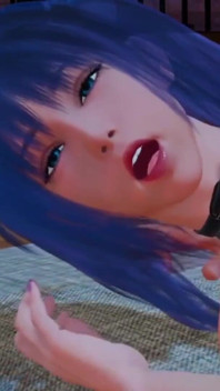 Heet Japans meisje met blauw haar kan een grote pik goed aan: 3d hentai