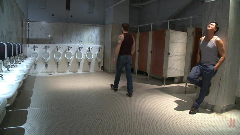 Men on Edge: Edging a Hot Cop in a Public Restroom