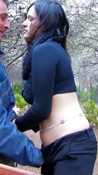 Horny teen Lisa fucked in the ass by forester in the forest