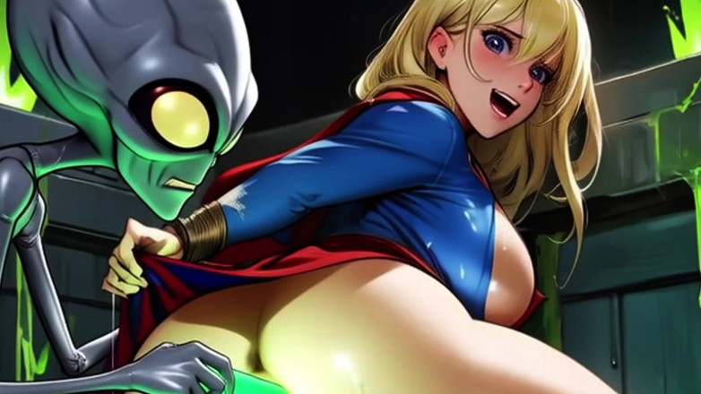Spicy Toons: Supergirl es sondada y lamida durante una aventura espacial