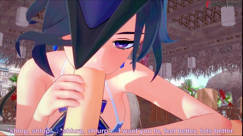 Fantasy king: Clorinde en primer plano, mamada bikini - Genshin Impact