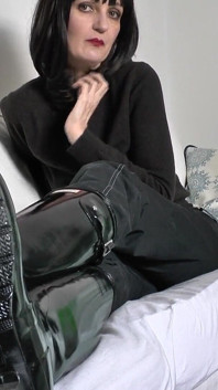 Lick Stepmother's Shiny Rubber Boots and Cum on Rubber Boots Lady Victoria Valente