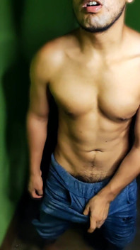 Athletic Boy Stroking His Cock