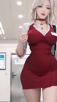 Blonde Secretary's Office Secret! Red Dress Hugging Curves, Beige Suit Barely Containing Her Fullness