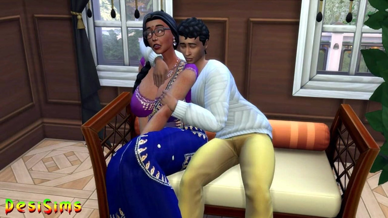 Desi Sims: Anglická verze - Desi mallu saree tetička podvádí s klukem - WickedWhims