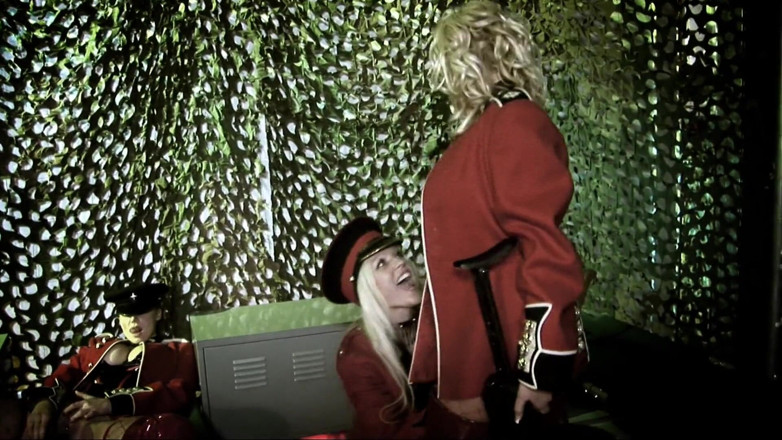 Babe Stars: Three horny army babes masturbate when hunk comes along to...