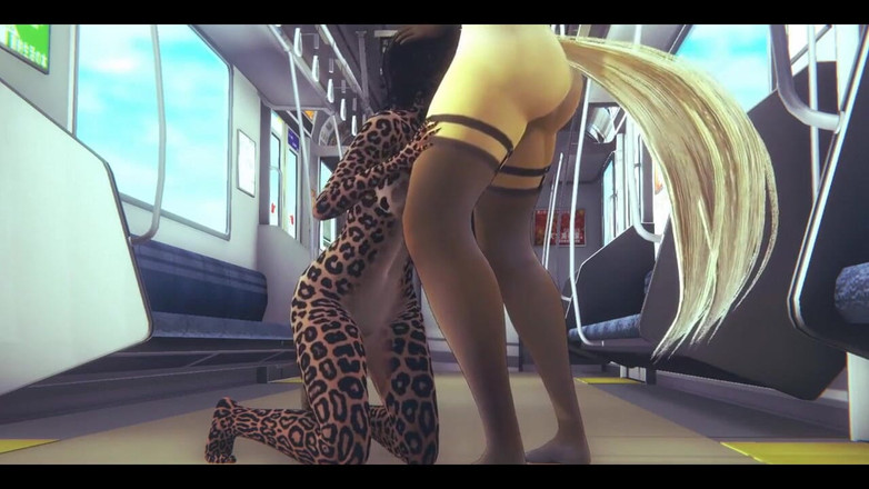 HentaiTubes: Furry Hentai - Fox i Leopard jebanie w pociągu - japońska azjatycka...