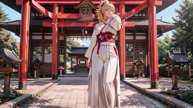 Seraphina Vale: Blonde Kimono Girl's Shrine Secret! Kneeling Under the Torii Gate...