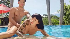 Colombian Woman Convinces Her Butler to Fuck Her in the Pool - Luna Vitaler & Danner Mendez