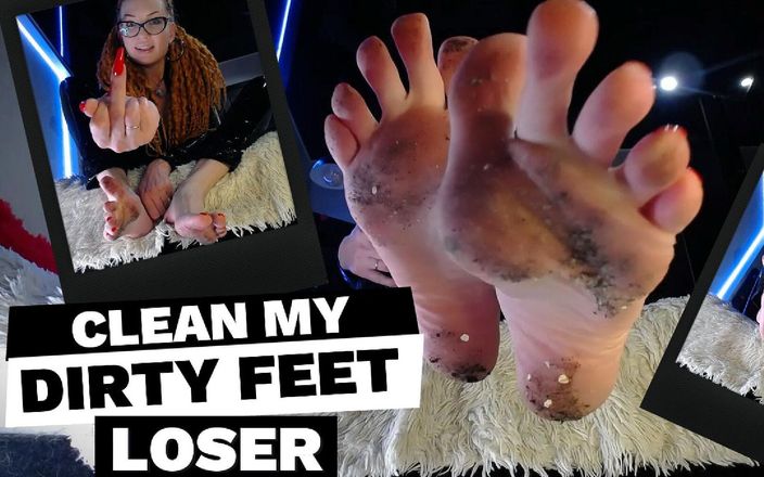 BadAssBitch: 清洁我的脚，失败者！Sph &amp; Feet Worship