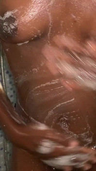 Hot Petite Ebony Babe Enjoys Solo Moment in the Bathroom Caressing Her Small Boobs